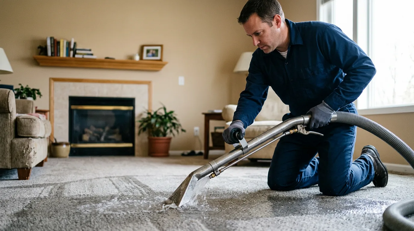 Water damage restoration technician working near Muddy, IL